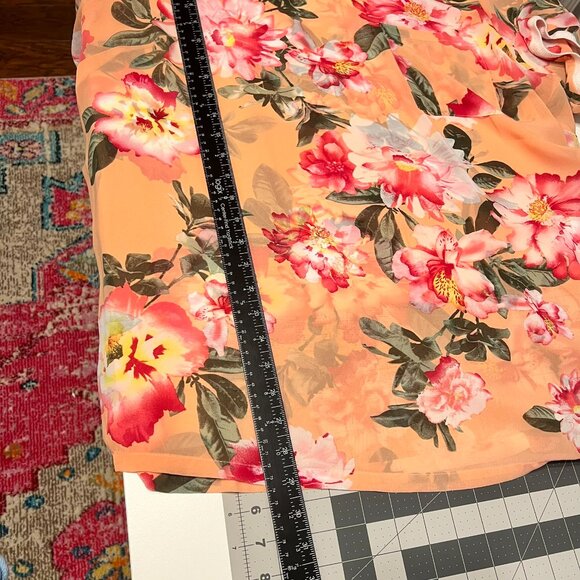 WOMAN WITHIN 2-Pc “Orange Cream” Sheer Floral Short Sleeve Tunic & Tank (Size1X) - Picture 9 of 11